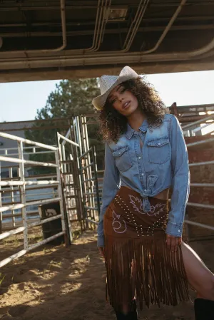 Durable Stitching Wander West Denim Top