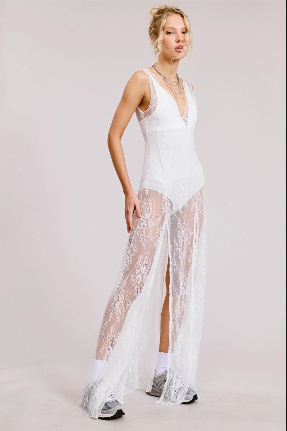Wanted & Wild Dress- White Flexible Waist