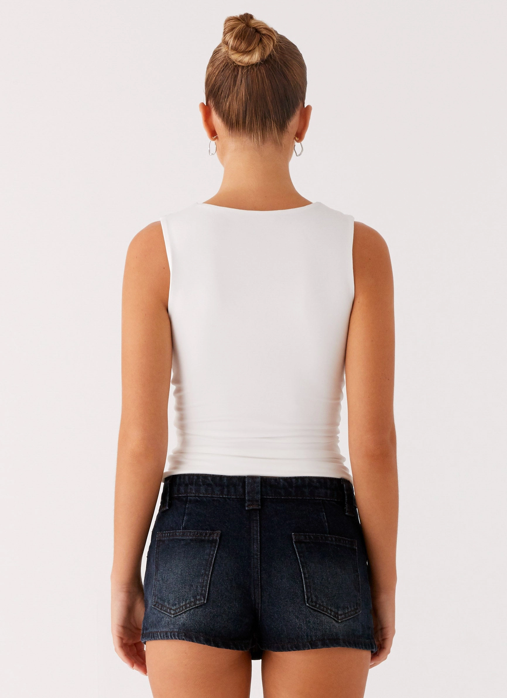Tropics Low Rise Denim Mini Skort - Washed Dark Blue Thermoregulating Fabric Limited Release