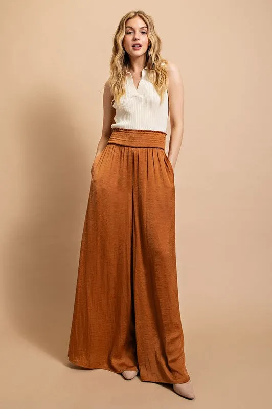 Washed Satin Wide Pant