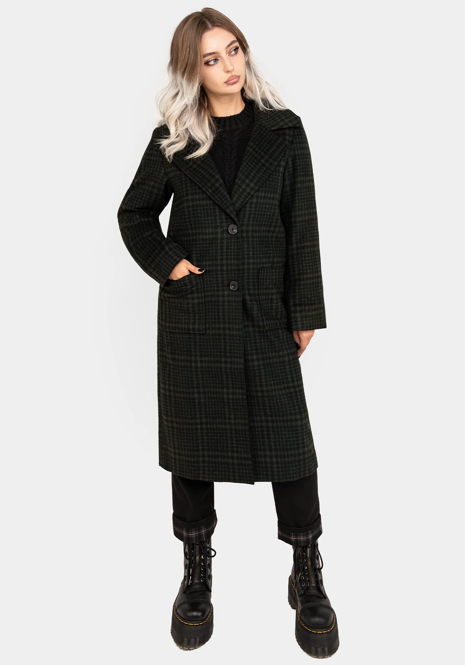 Jackdaw Check Wool Blend Duster Coat Fray Resistant Edges