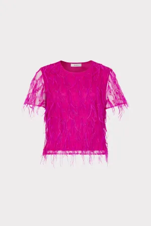 Adjustable Hem Toggles Summer Blouse Rava Feather Tee