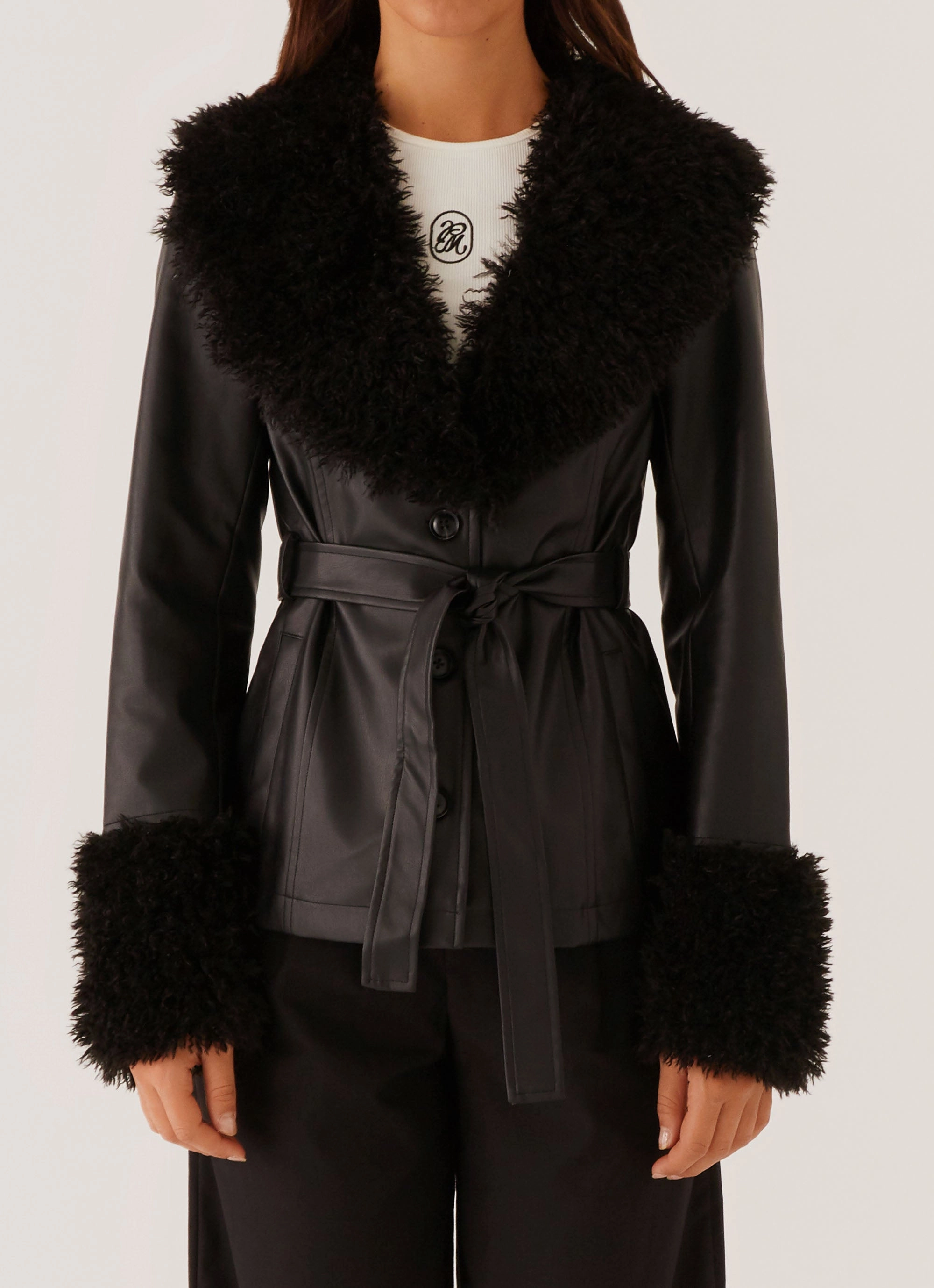 Alternative Passion Street Lights Fur Trim Jacket - Black
