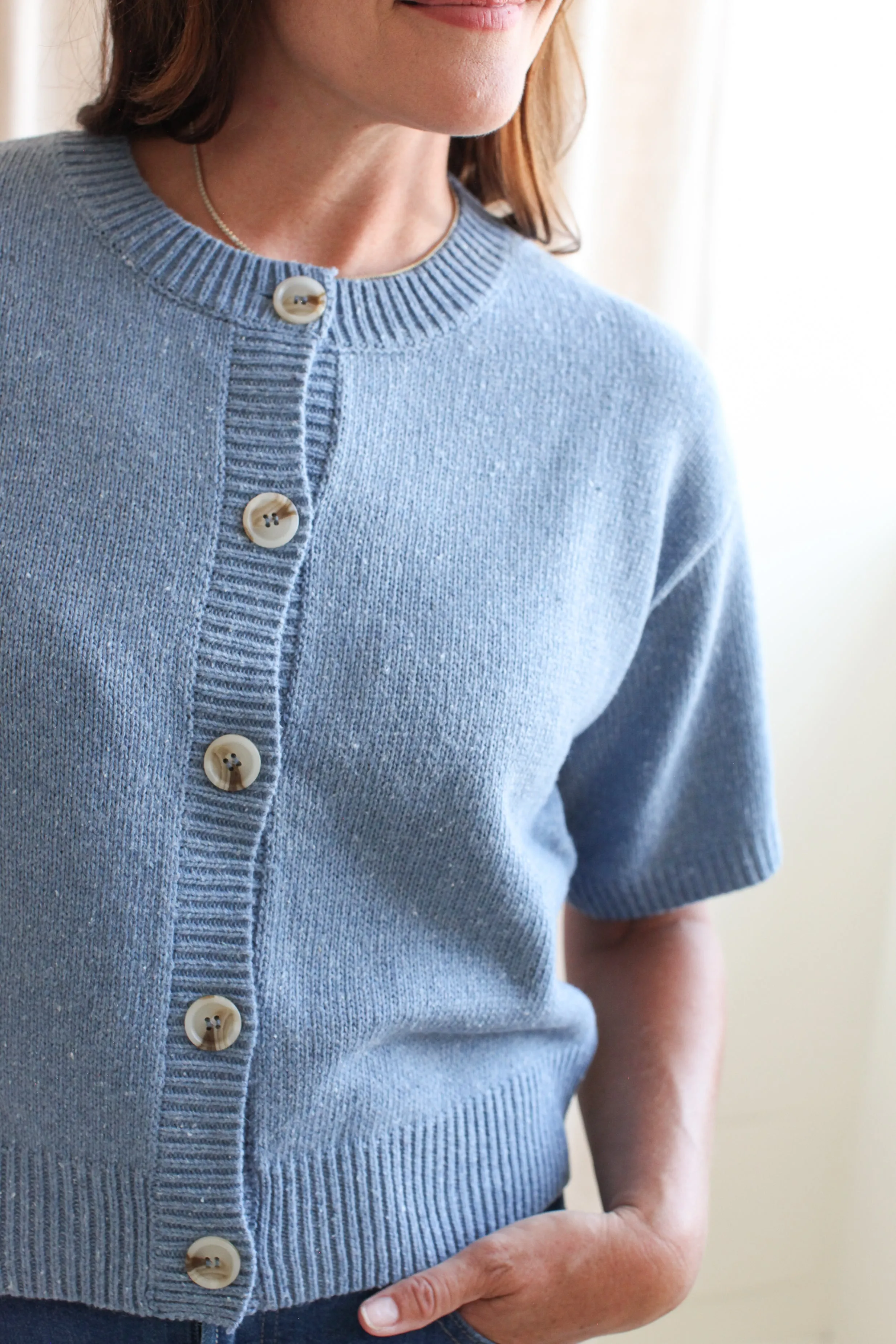 Beth Cardigan - Sky Buttery Soft Handfeel