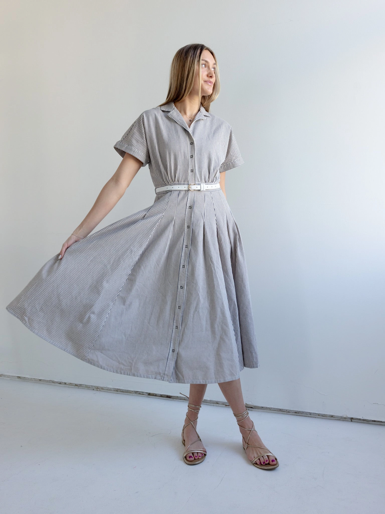 Waverley Stripe Dress Polished Form Earthy Hue