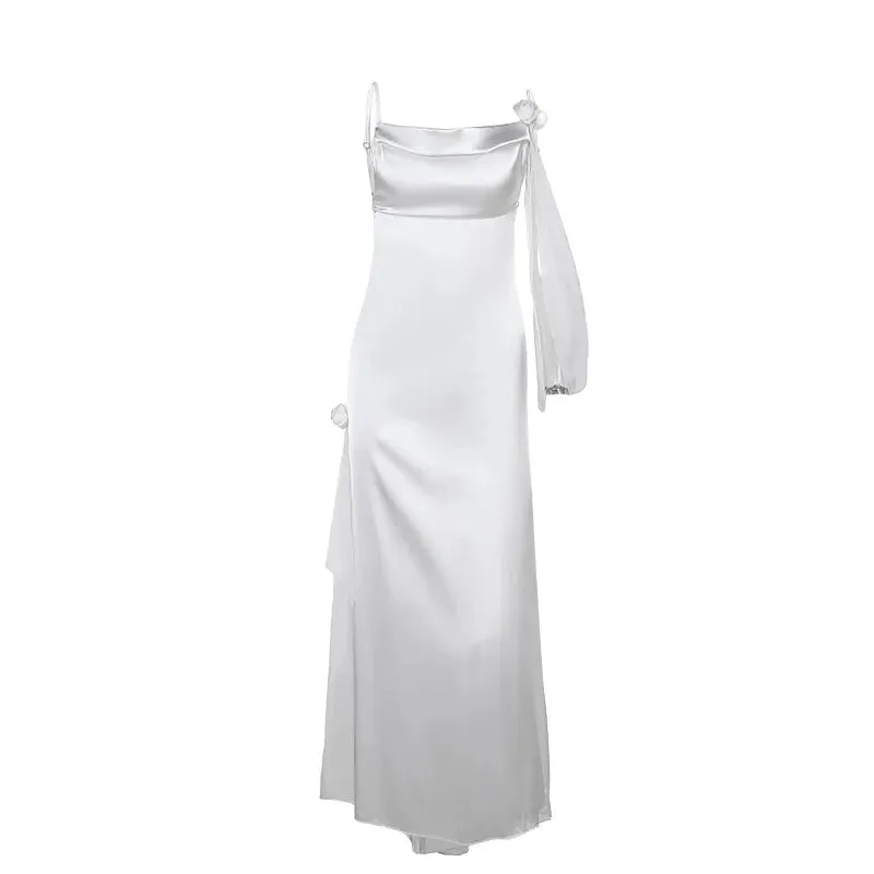 Wedding Day Women's Backless Satin Trumpet Maxi Dress