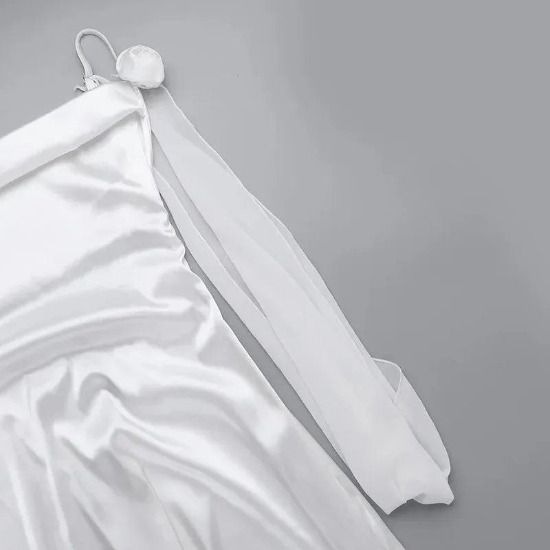 Wedding Day Women's Backless Satin Trumpet Maxi Dress