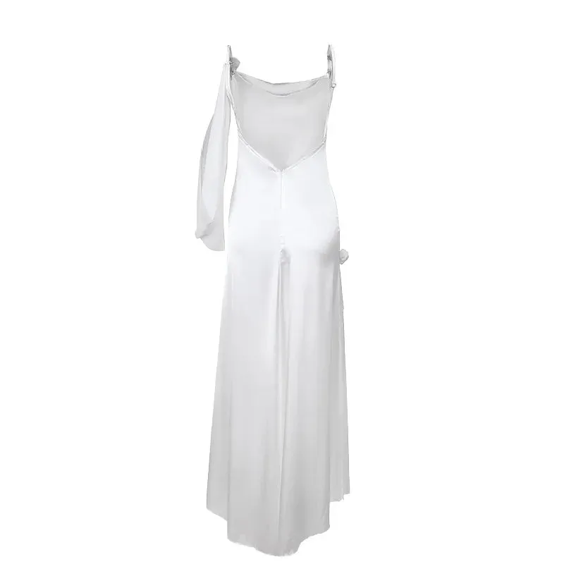 Wedding Day Women's Backless Satin Trumpet Maxi Dress
