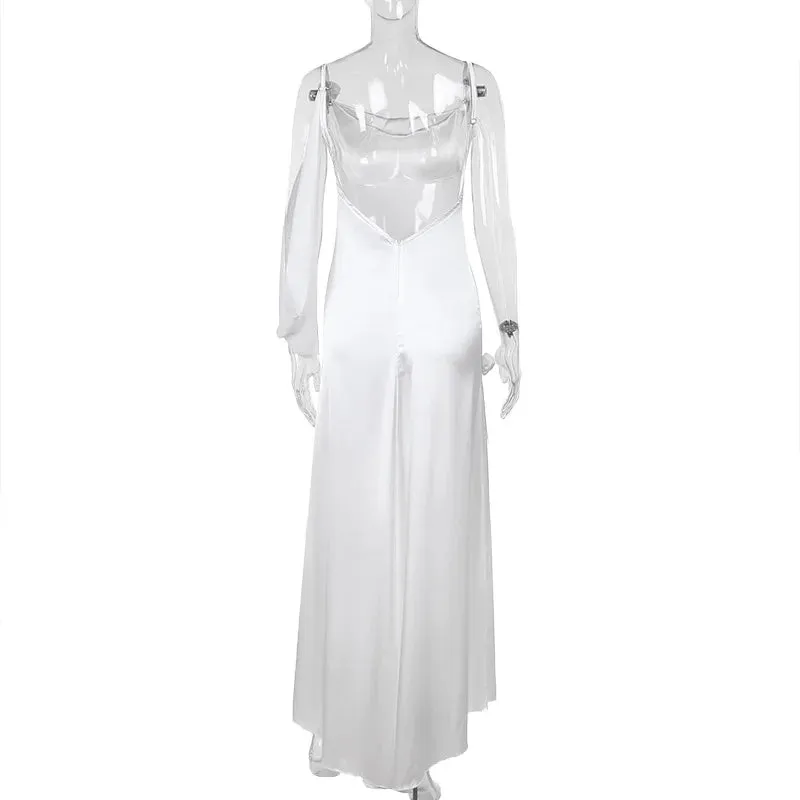Wedding Day Women's Backless Satin Trumpet Maxi Dress