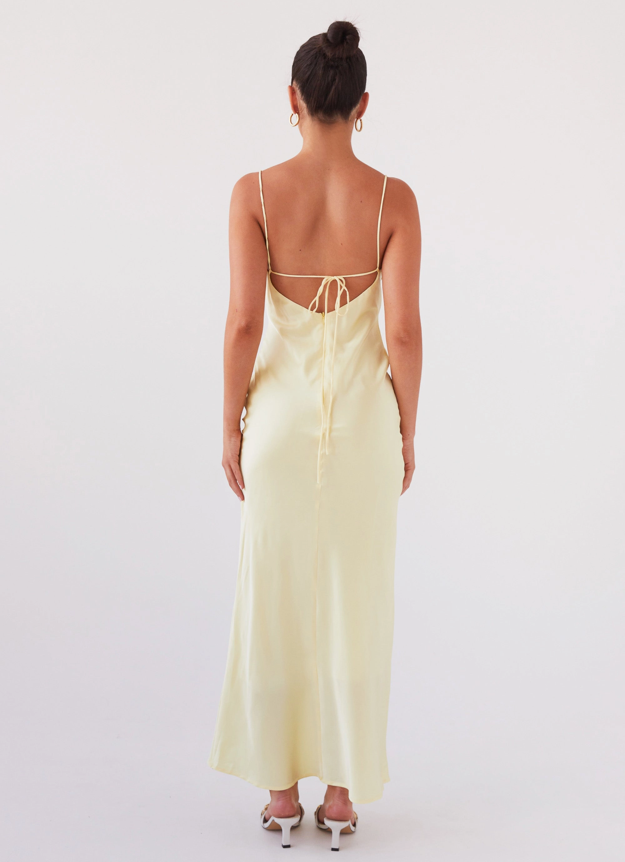 Elegant Line Joanna Satin Maxi Dress - Lemon