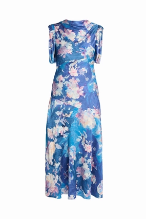 Floral Sleeveless Midi Dress Velvet-Touch