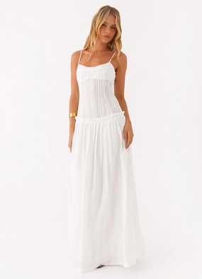 Modern Form Linen Soft Jacinda Drop Waist Maxi Dress - Ivory