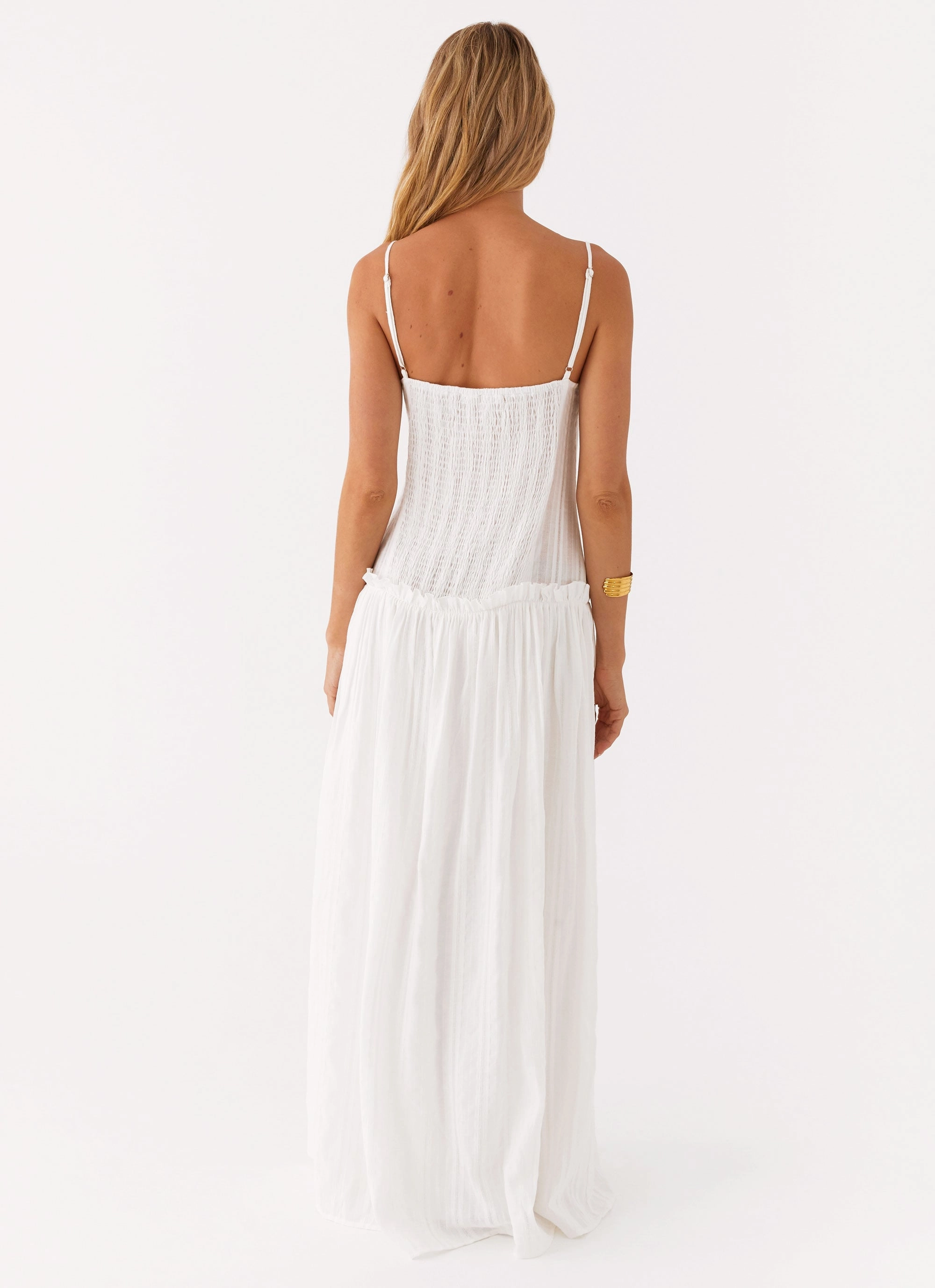Jacinda Drop Waist Maxi Dress - Ivory Lazy Pick Vacation Outfit