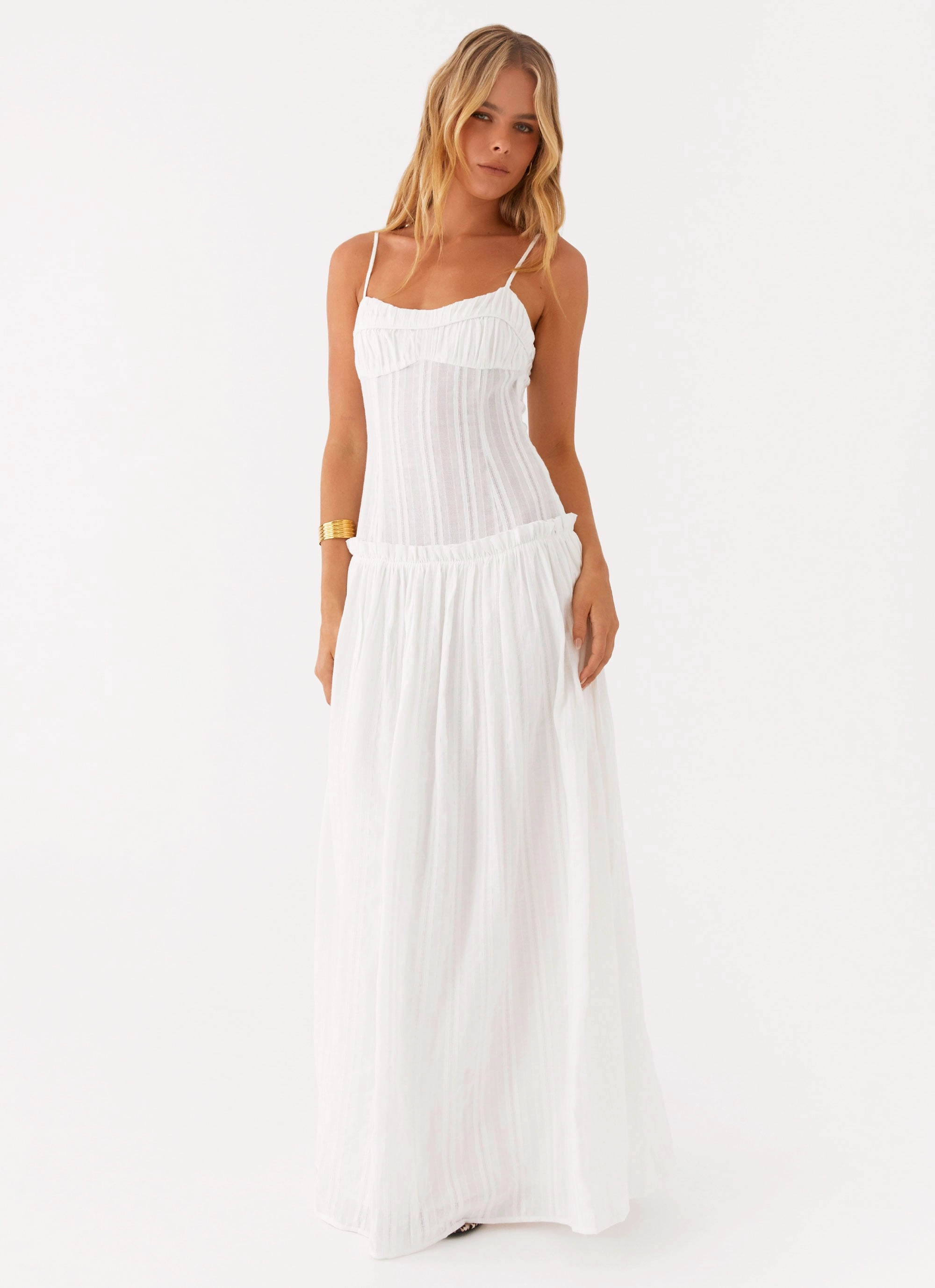 Modern Form Linen Soft Jacinda Drop Waist Maxi Dress - Ivory