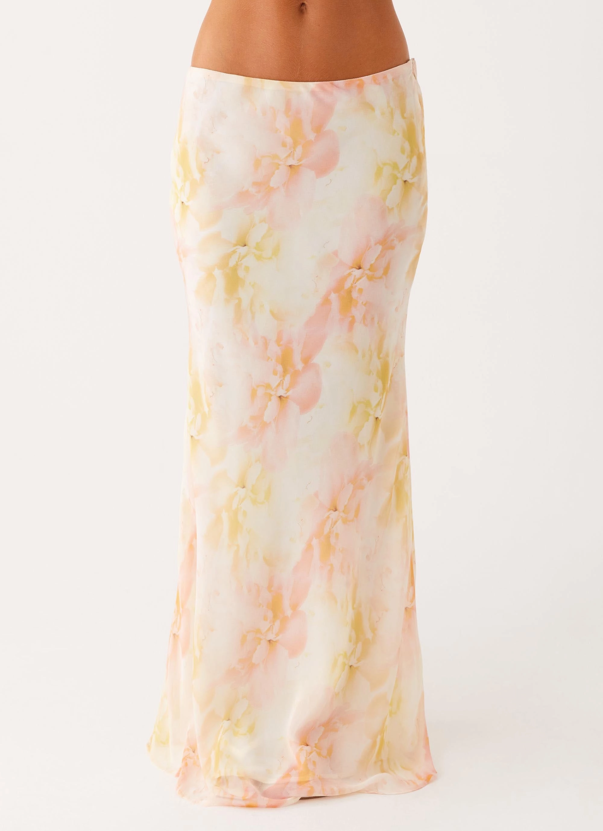 Low Maintenance Fabric Red Carpet Look Harlow Chiffon Maxi Skirt - Floral Print