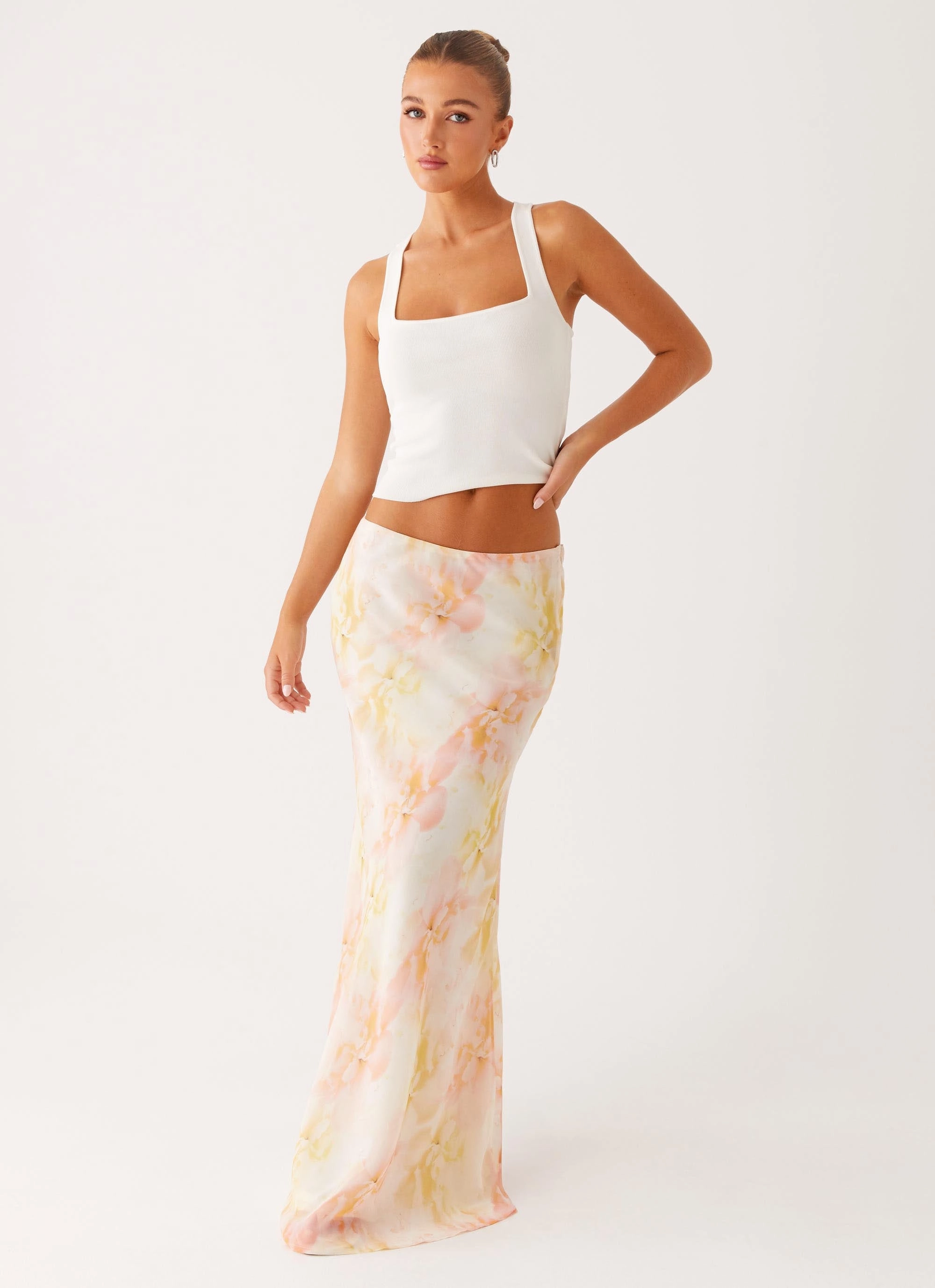 City Wear Innovative Fabric Harlow Chiffon Maxi Skirt - Floral Print