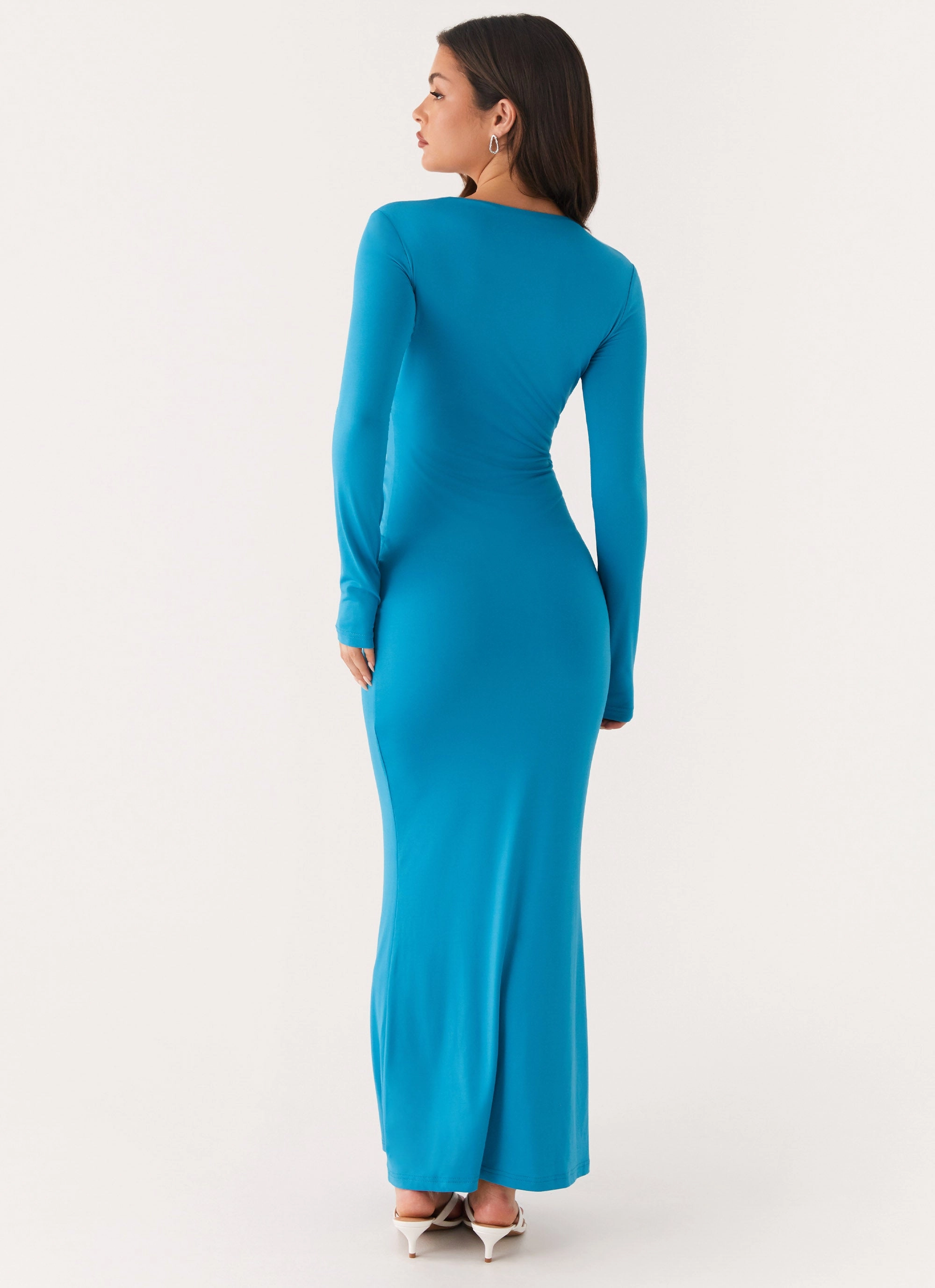 Miesha Long Sleeve Maxi Dress - Blue Comfy and Cozy foldable