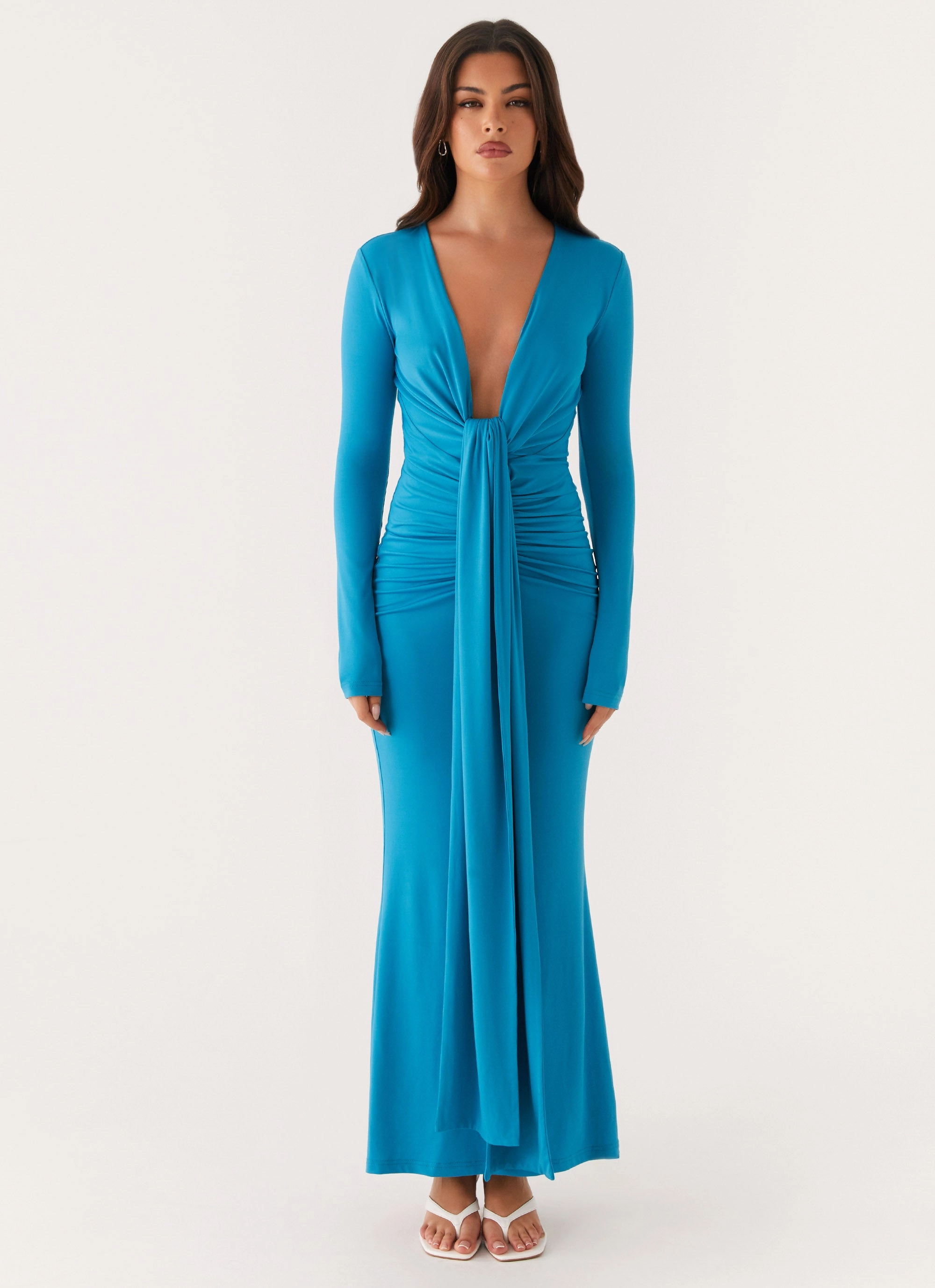 Clean Chic Miesha Long Sleeve Maxi Dress - Blue