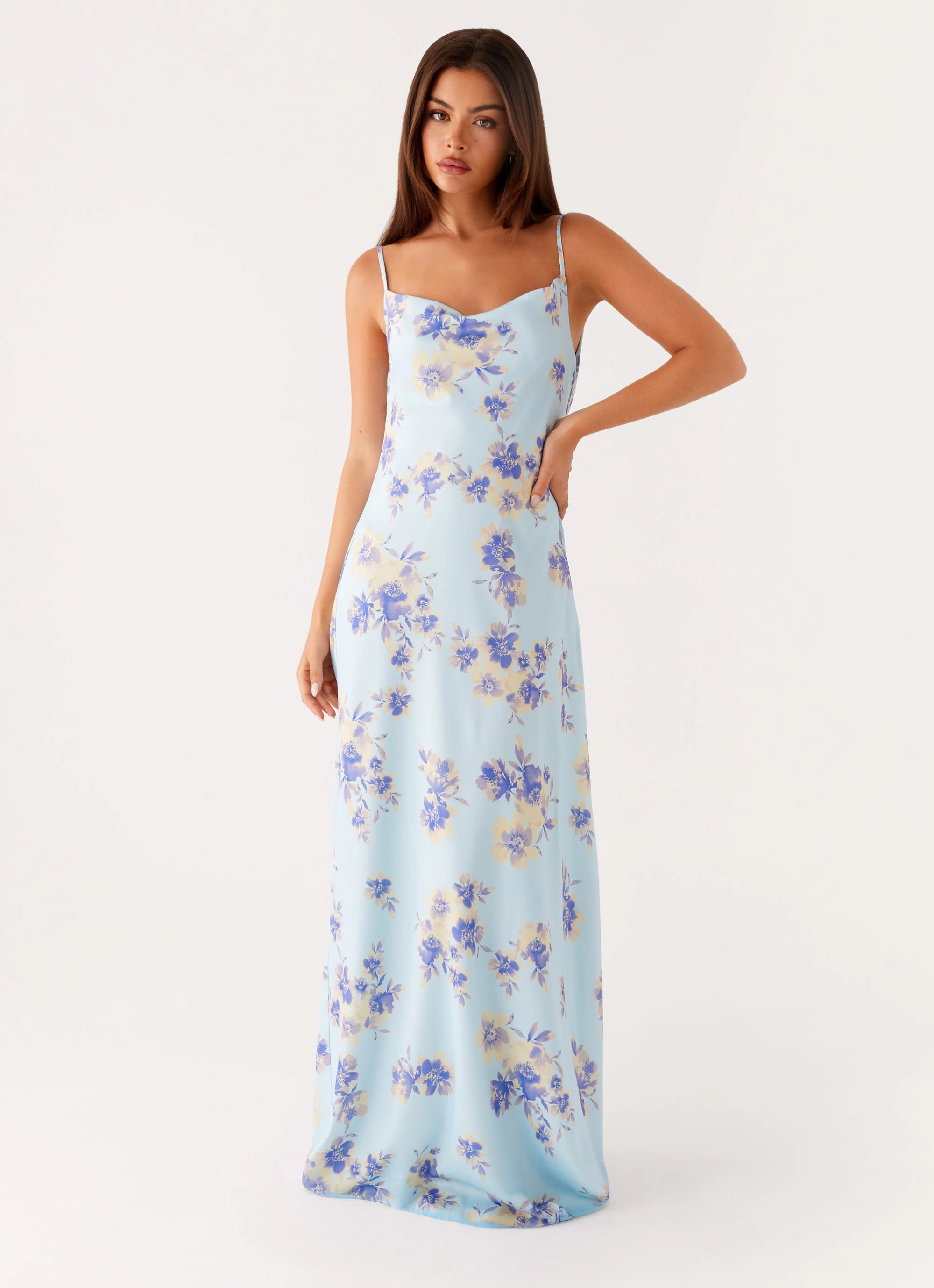 Flattering Look Wear Liana Cowl Maxi Dress - Print