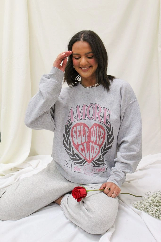 muted tone Natural Fiber Composition Self Love Club Crewneck