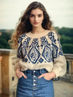 LightReflective Oakleigh Round Neck Jacquard Sweater