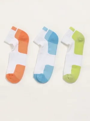 WES Lounge Orange Ankle Cotton Blend Socks - Pack of 3