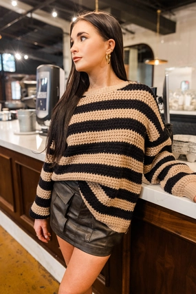 Moisture wicking Thermochromic Fiber Applications West End Stripe Sweater