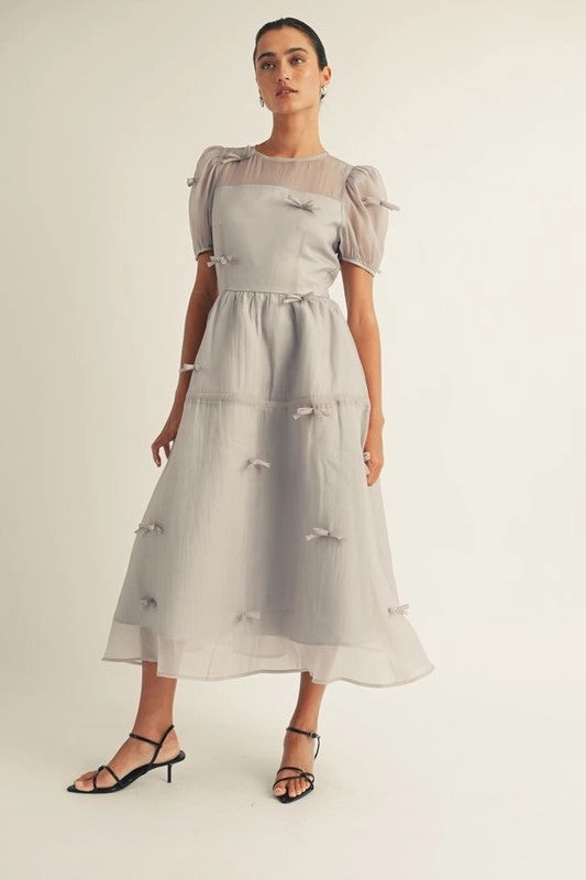 Wharton Organza Bow Dress Layered Look Flattering Lines