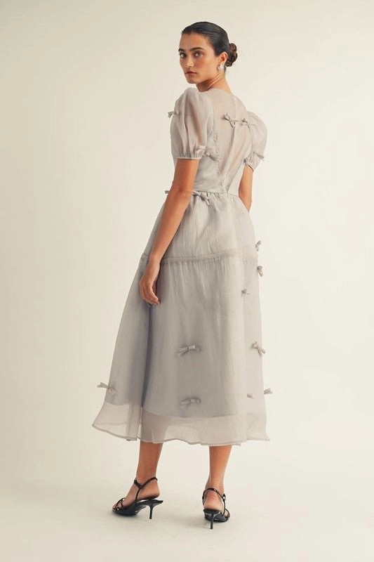 Light Coral Kind Light Wharton Organza Bow Dress