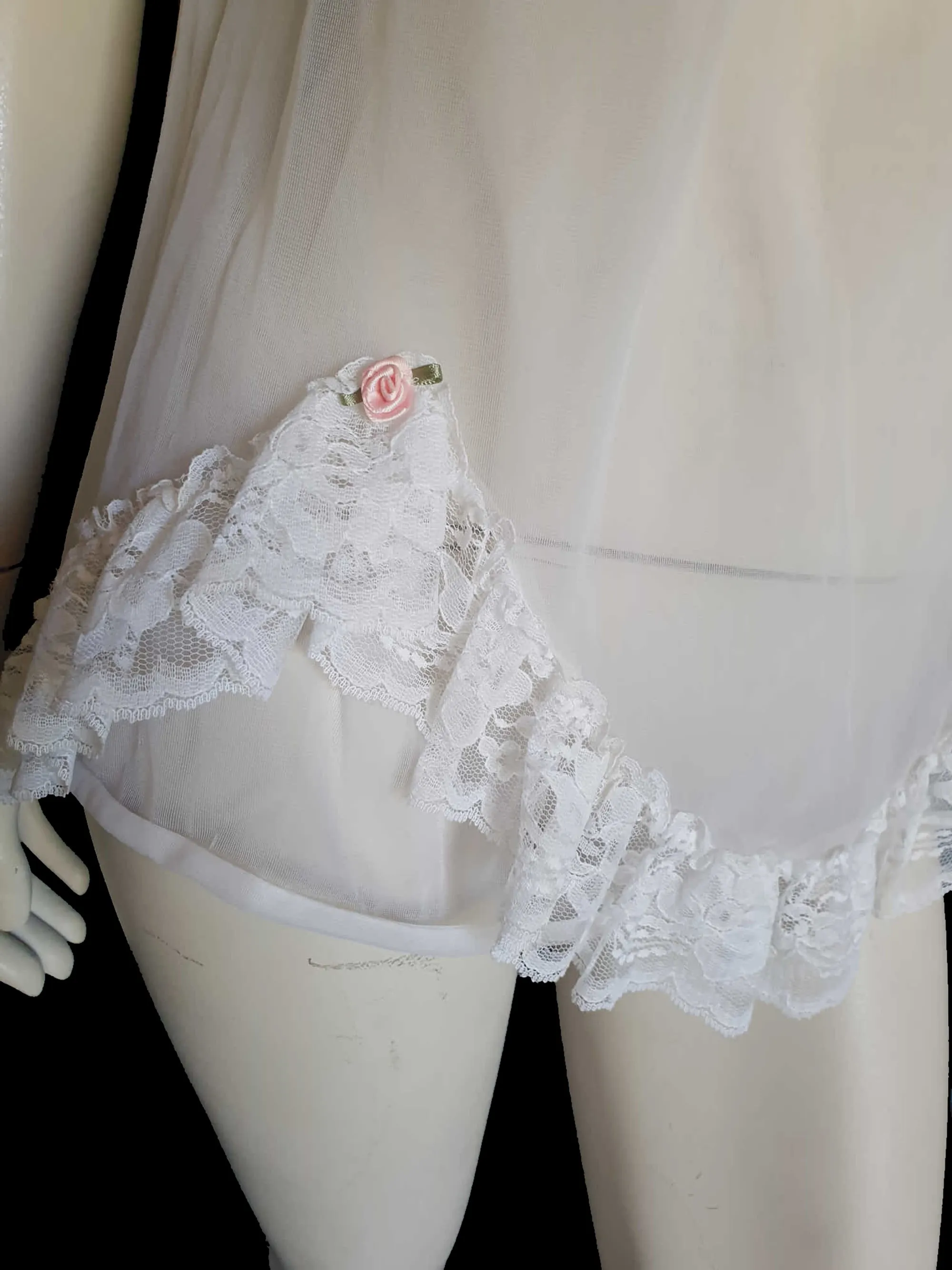 White Babydoll Nightgown With Pink Rosettes