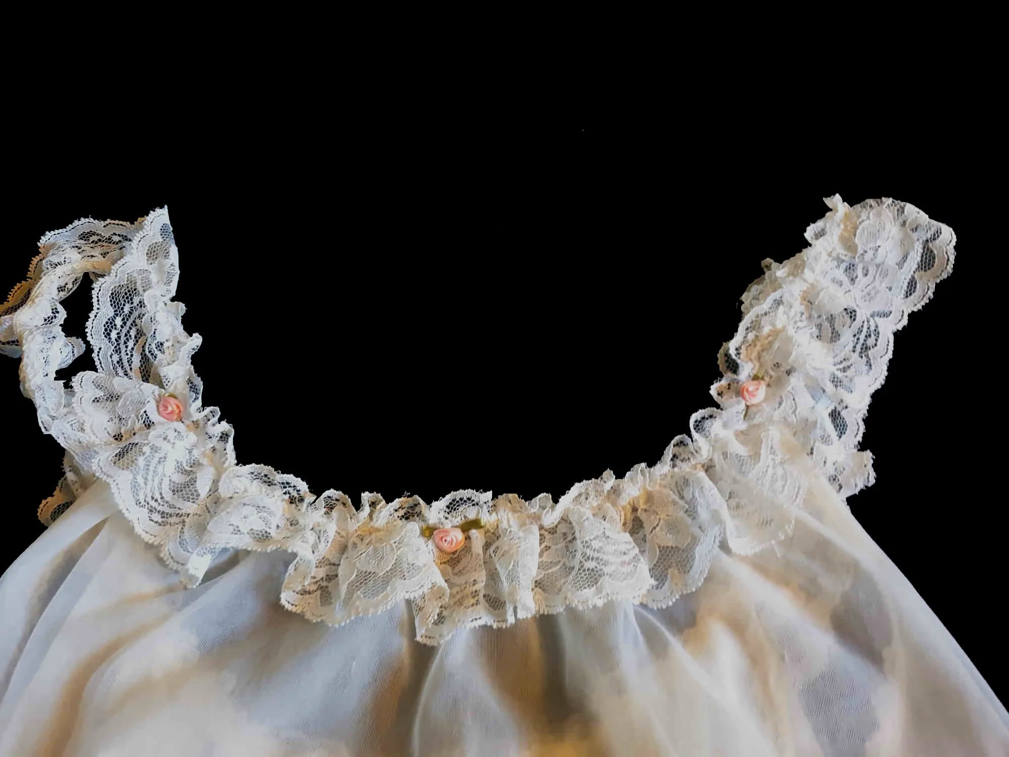 White Babydoll Nightgown With Pink Rosettes