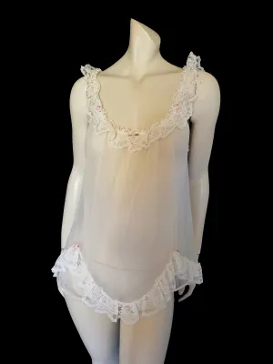 White Babydoll Nightgown With Pink Rosettes