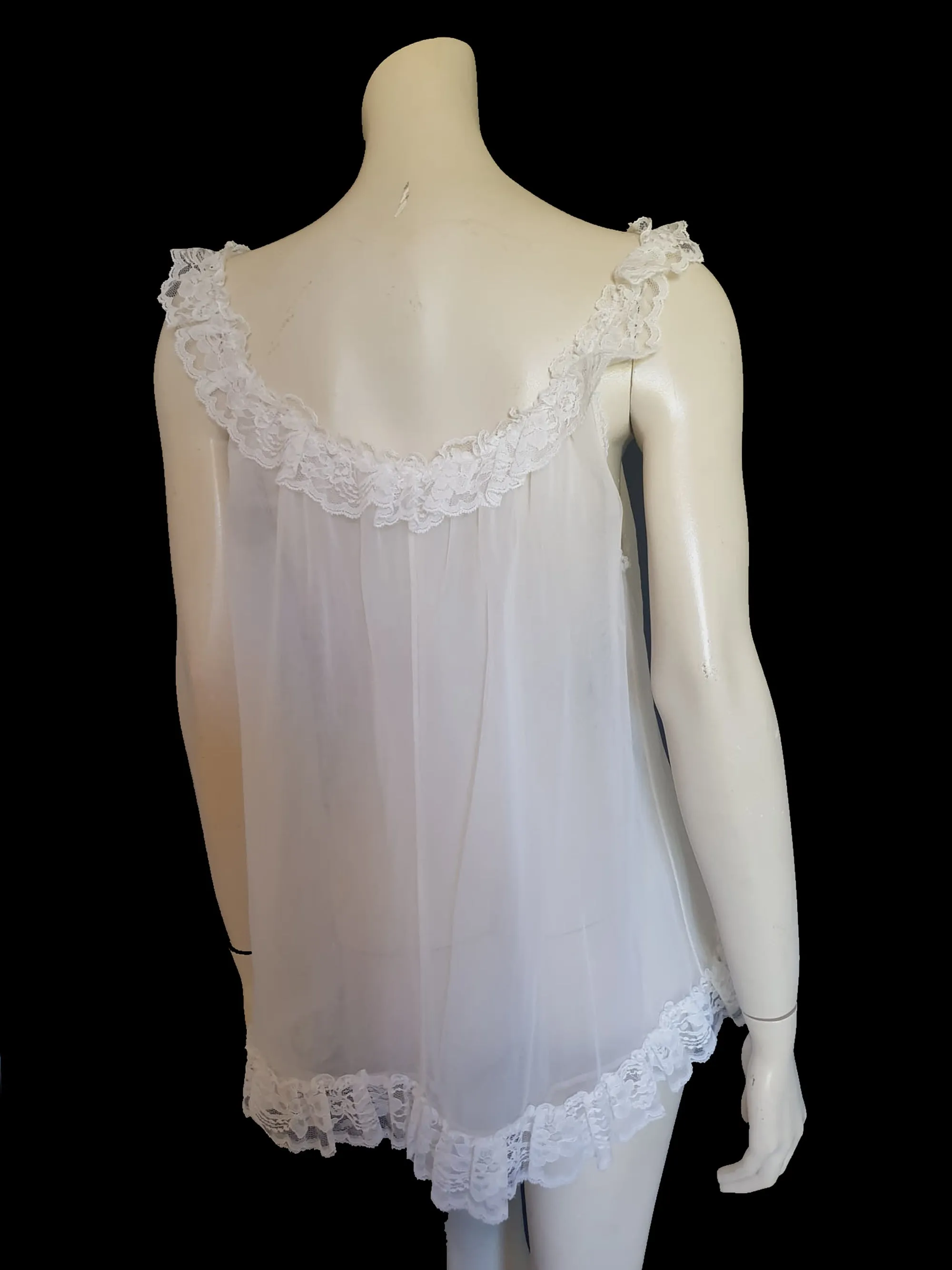 White Babydoll Nightgown With Pink Rosettes