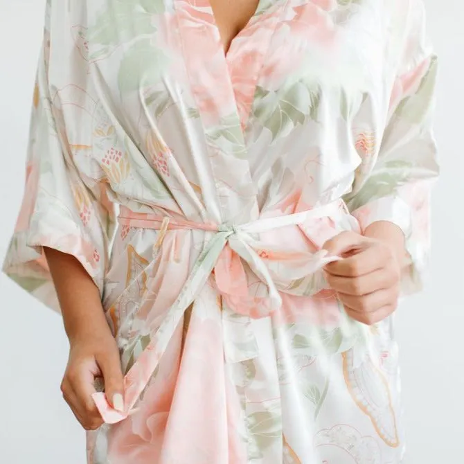 White Big Floral Robe