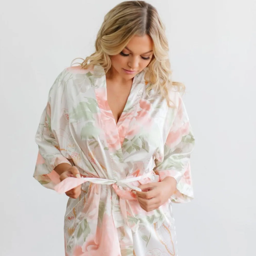 White Big Floral Robe