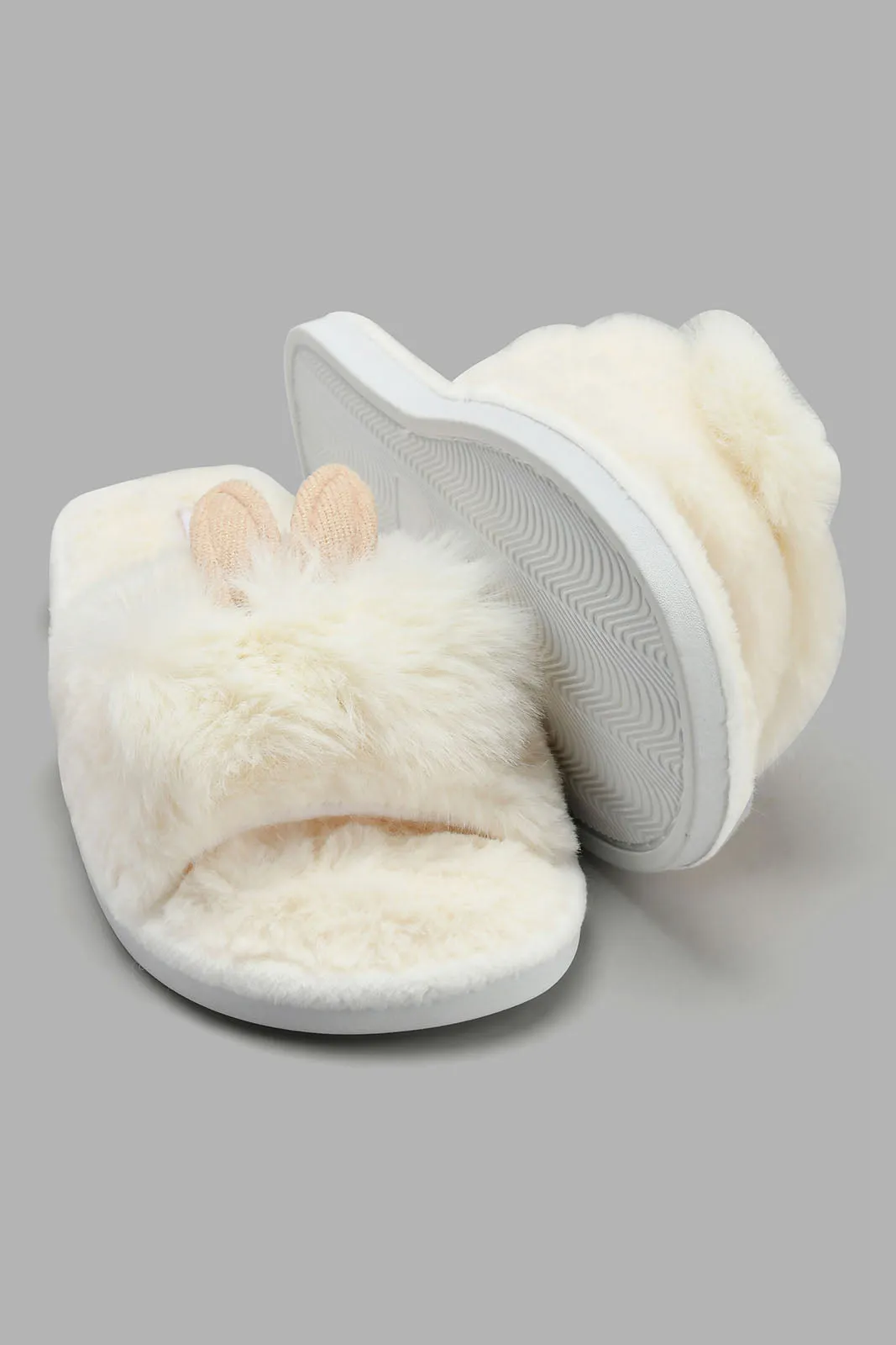White Bunny Ears Slipper