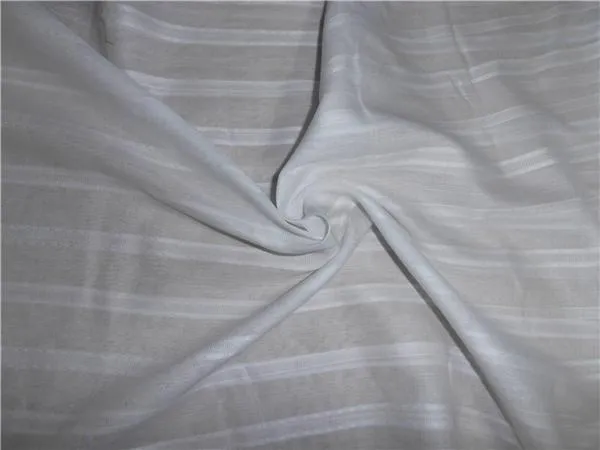 WHITE COTTON VOILE fabric 44&quot; WIDE - STRIPES #2