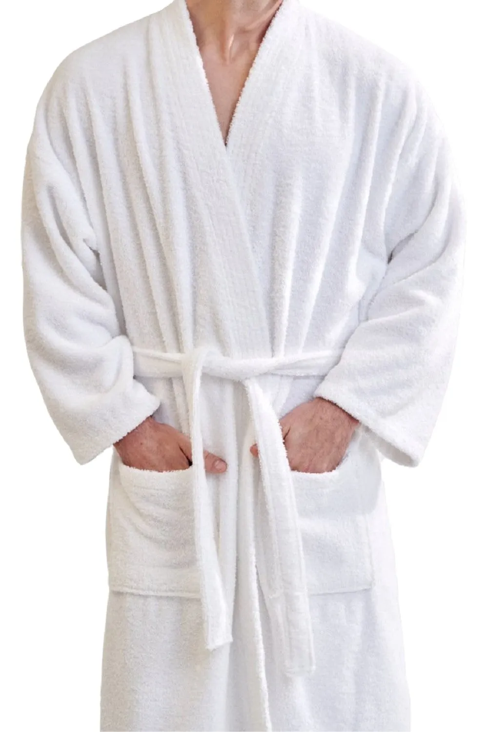 White Kimono Style Robe | 100% Cotton Terry Velour Bathrobes