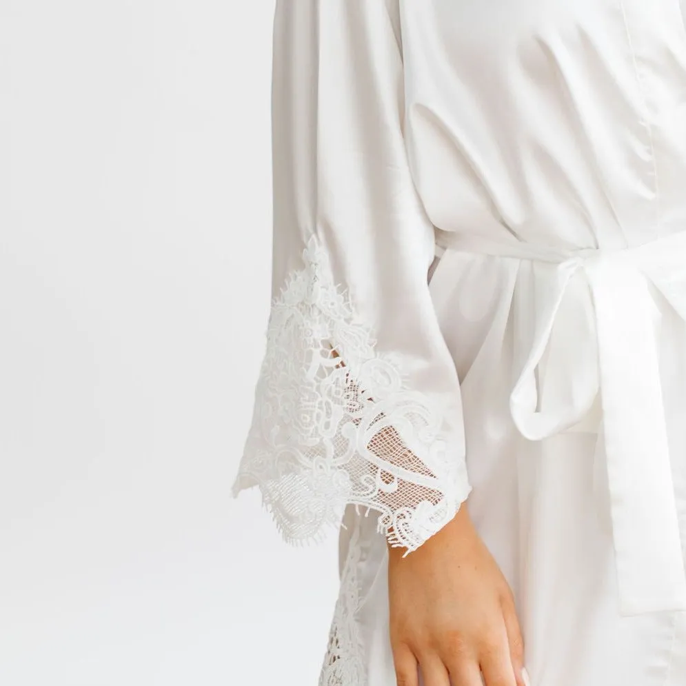 White Satin Lace Robe
