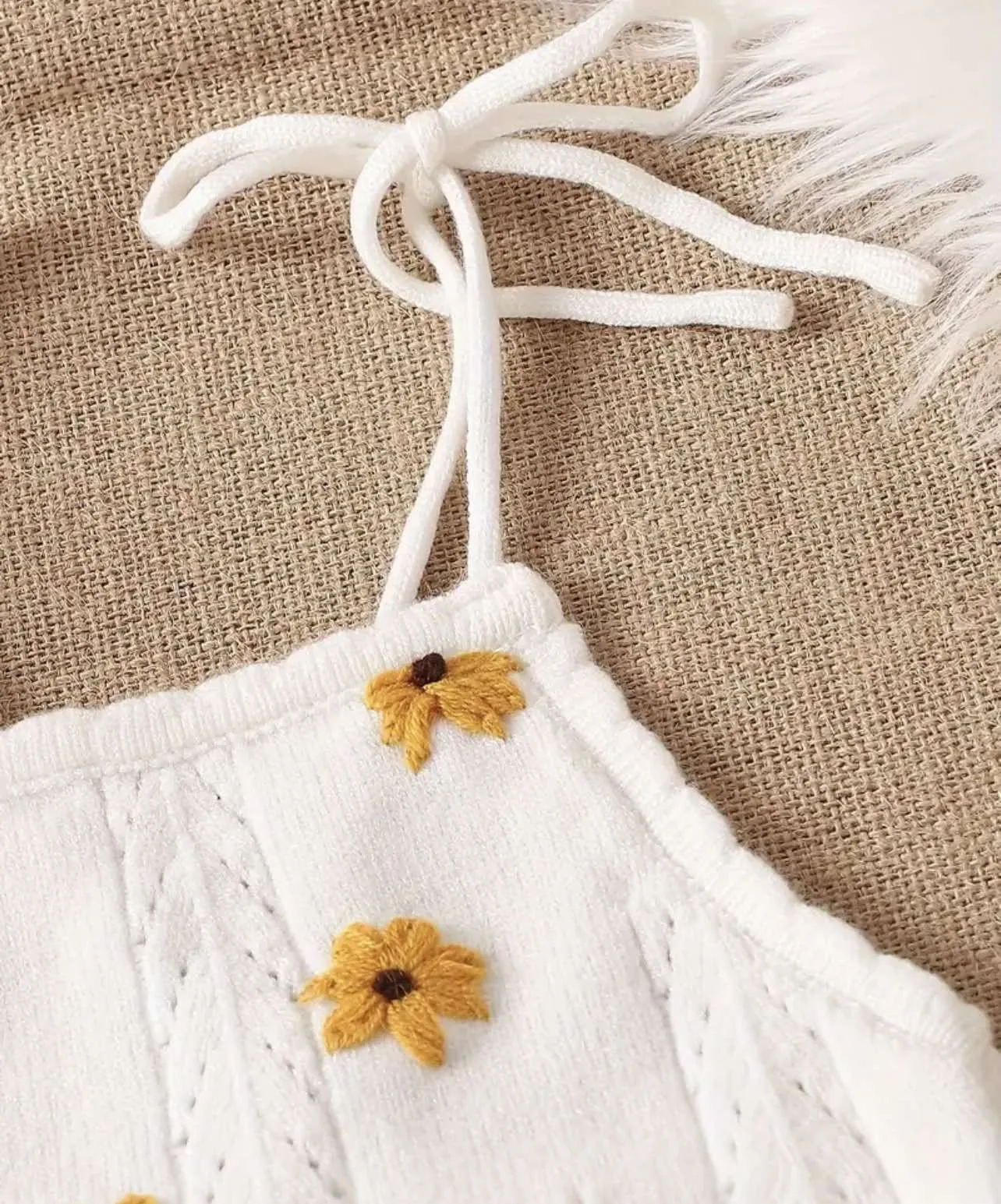 White Sunflower Knit Two-Piece Set