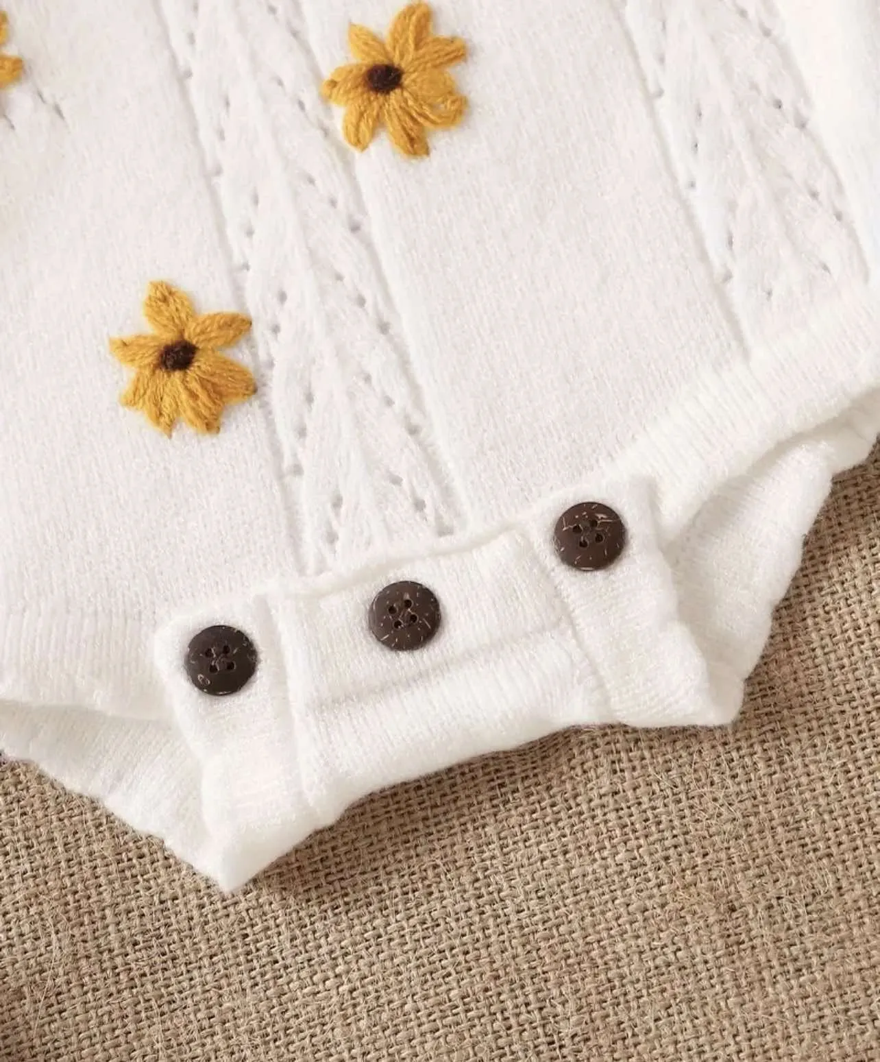 White Sunflower Knit Two-Piece Set