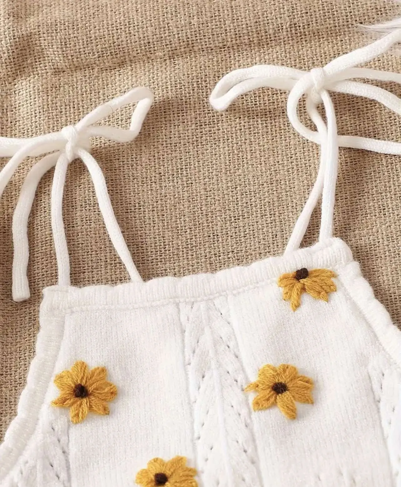 White Sunflower Knit Two-Piece Set