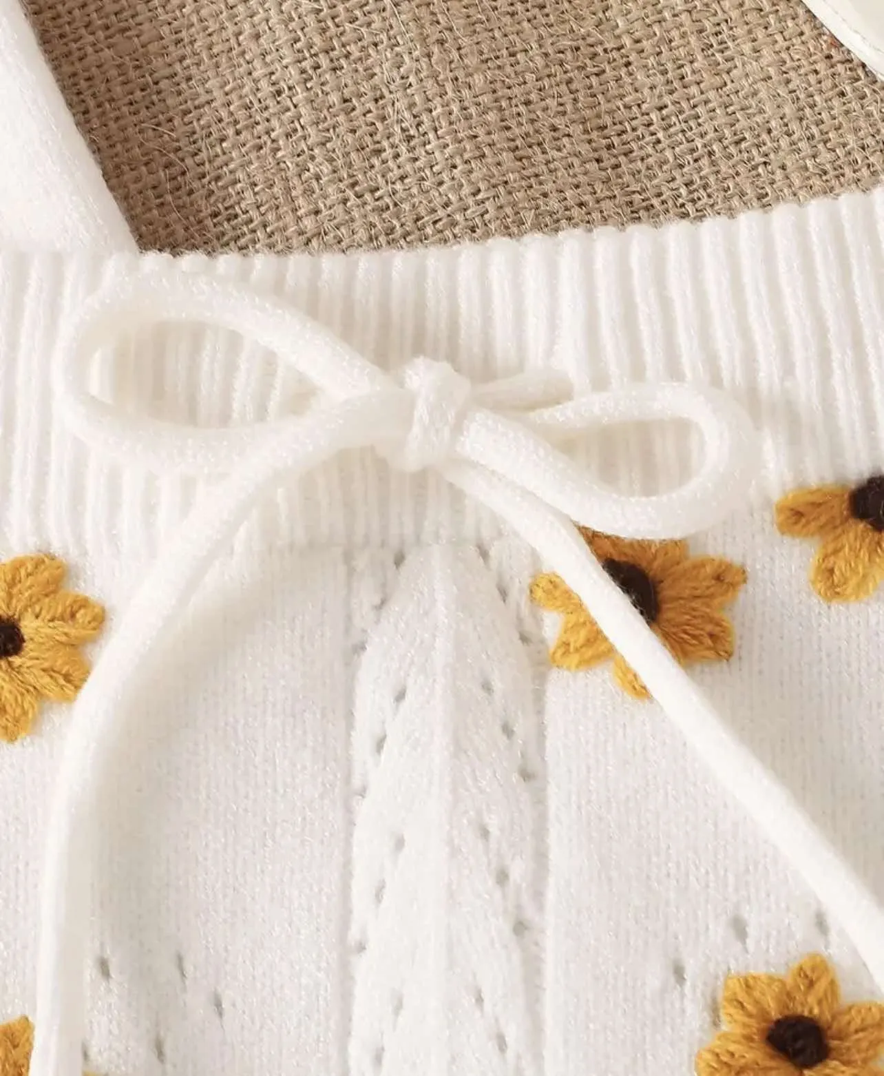 White Sunflower Knit Two-Piece Set