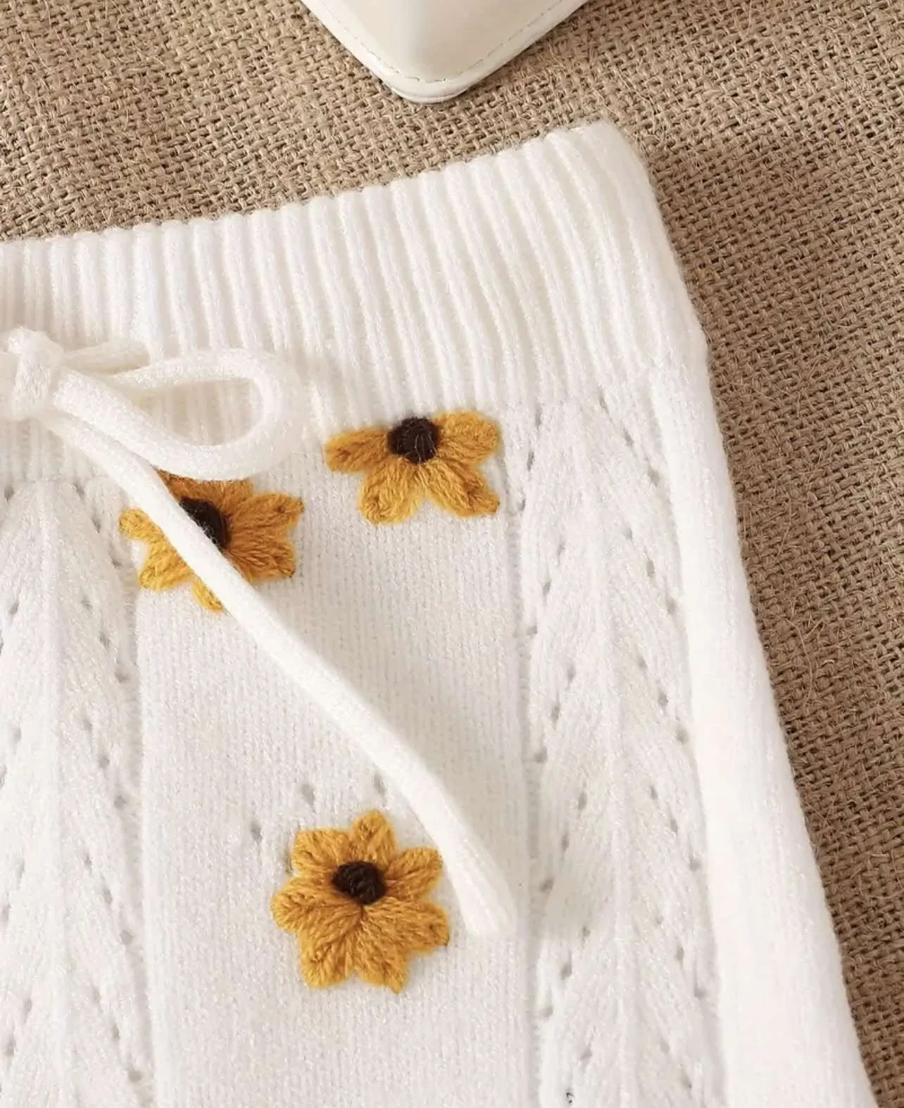 White Sunflower Knit Two-Piece Set