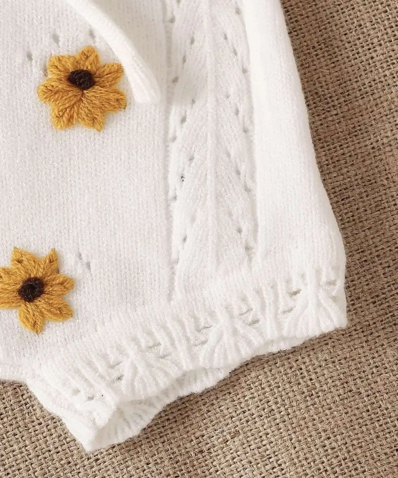 White Sunflower Knit Two-Piece Set