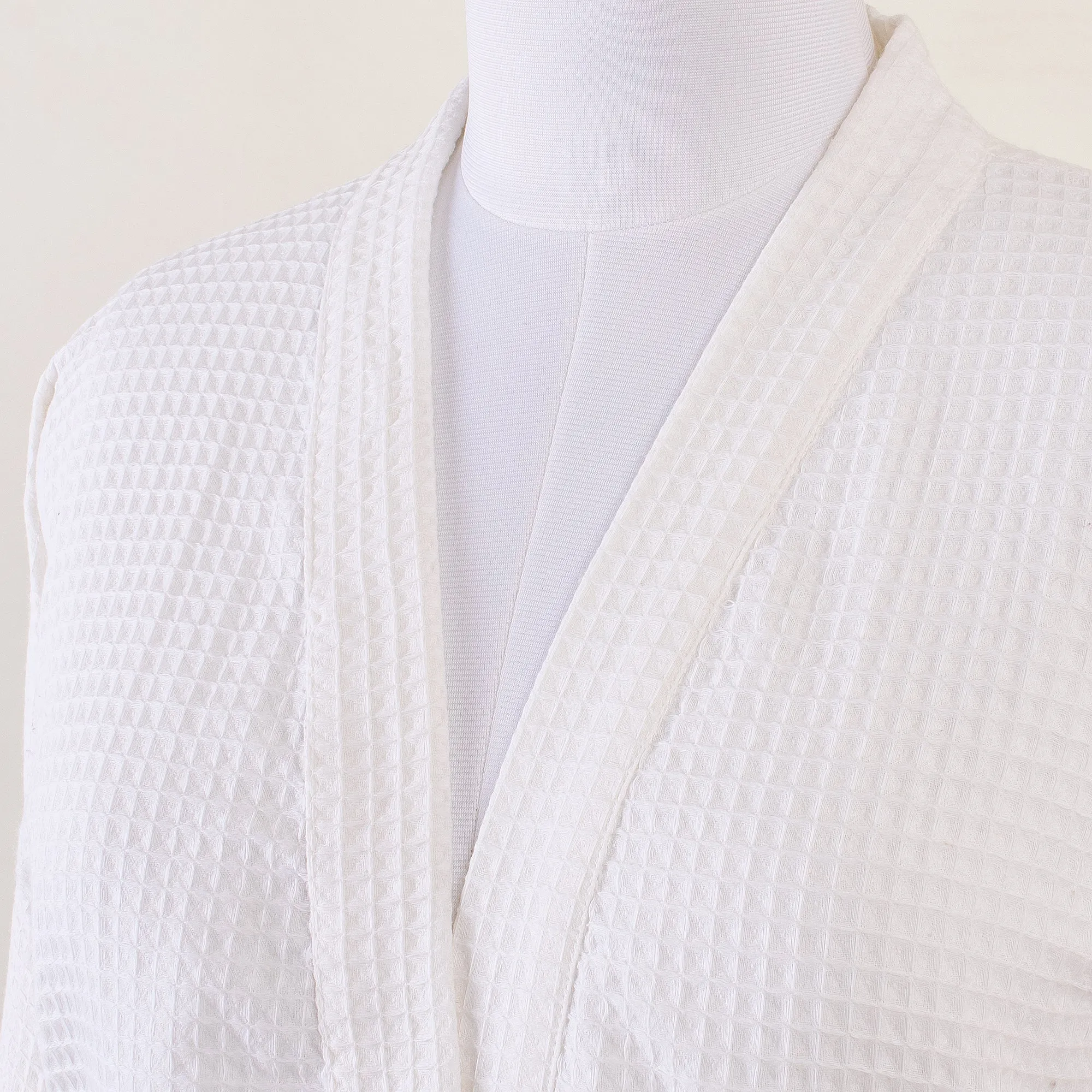 White Waffle Terry Bathrobe for Women & Men With Multiple Pocket