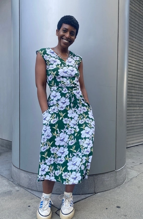 Wrap-Style Natural Layers Xena Dress in Green Magnolia