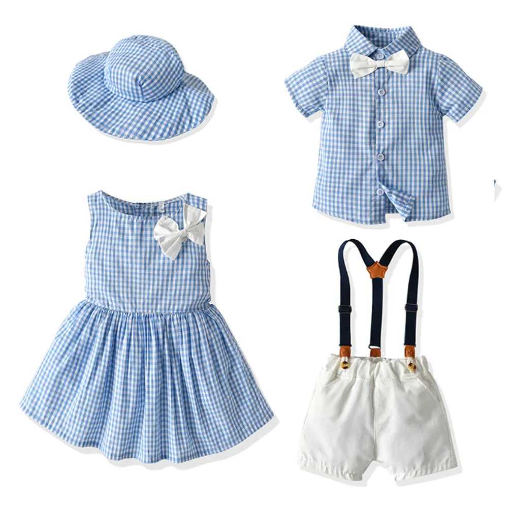 Wholesale Children's Cotton Plaid Casual Sets