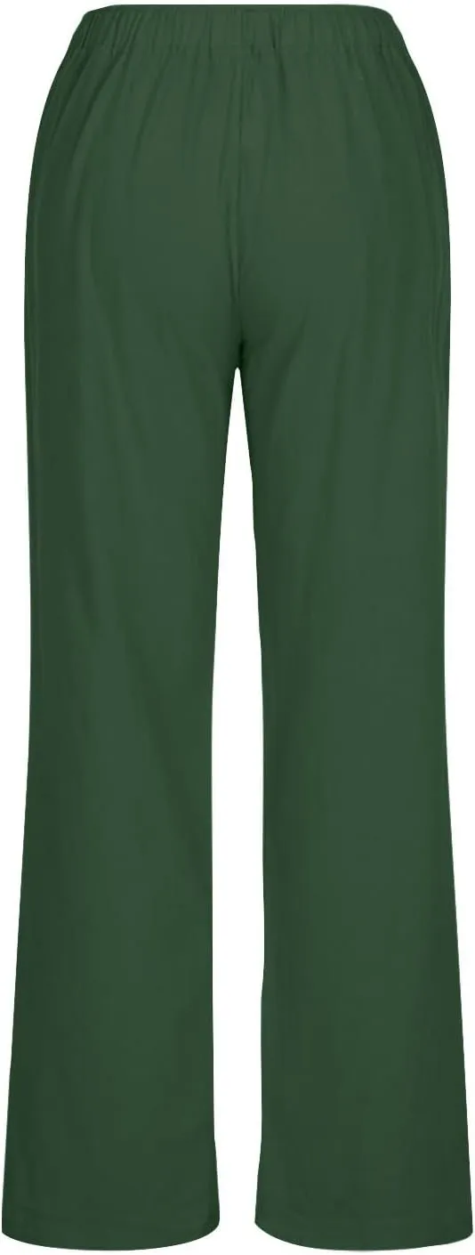 Wide Leg Linen Pants for Women Summer Boho Drawstring High Waist Casual Lounge Pant 2025 Beach Travel Vacation Outfits