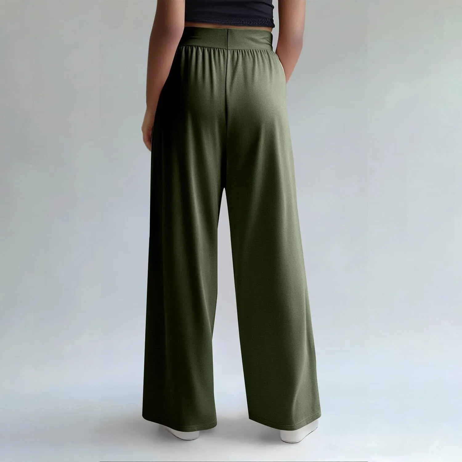 Wide Leg Pants Woman High Waisted Straight Dressy Trousers Business Casual Pants for Women Solid Color Relaxed Pants